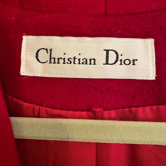 🔥Christian Dior🔥 cardinal red full length lambs wool coat. Vintage 1985. Sz 10 - Picture 4 of 13
